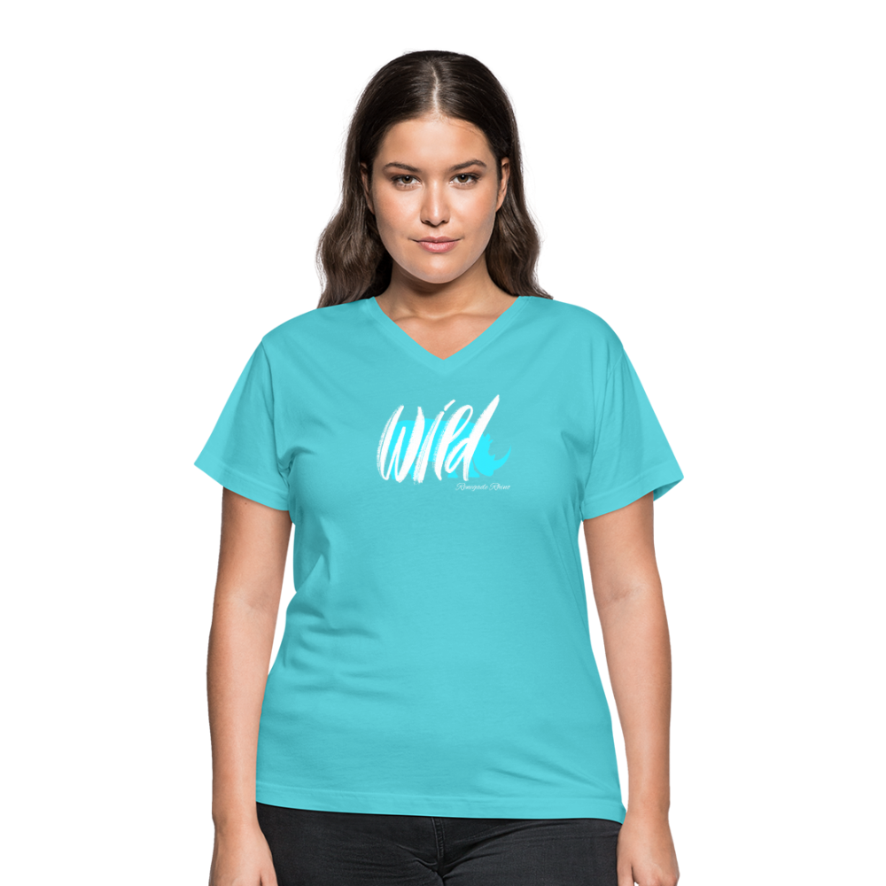 Wild Women's V-Neck Tee - aqua