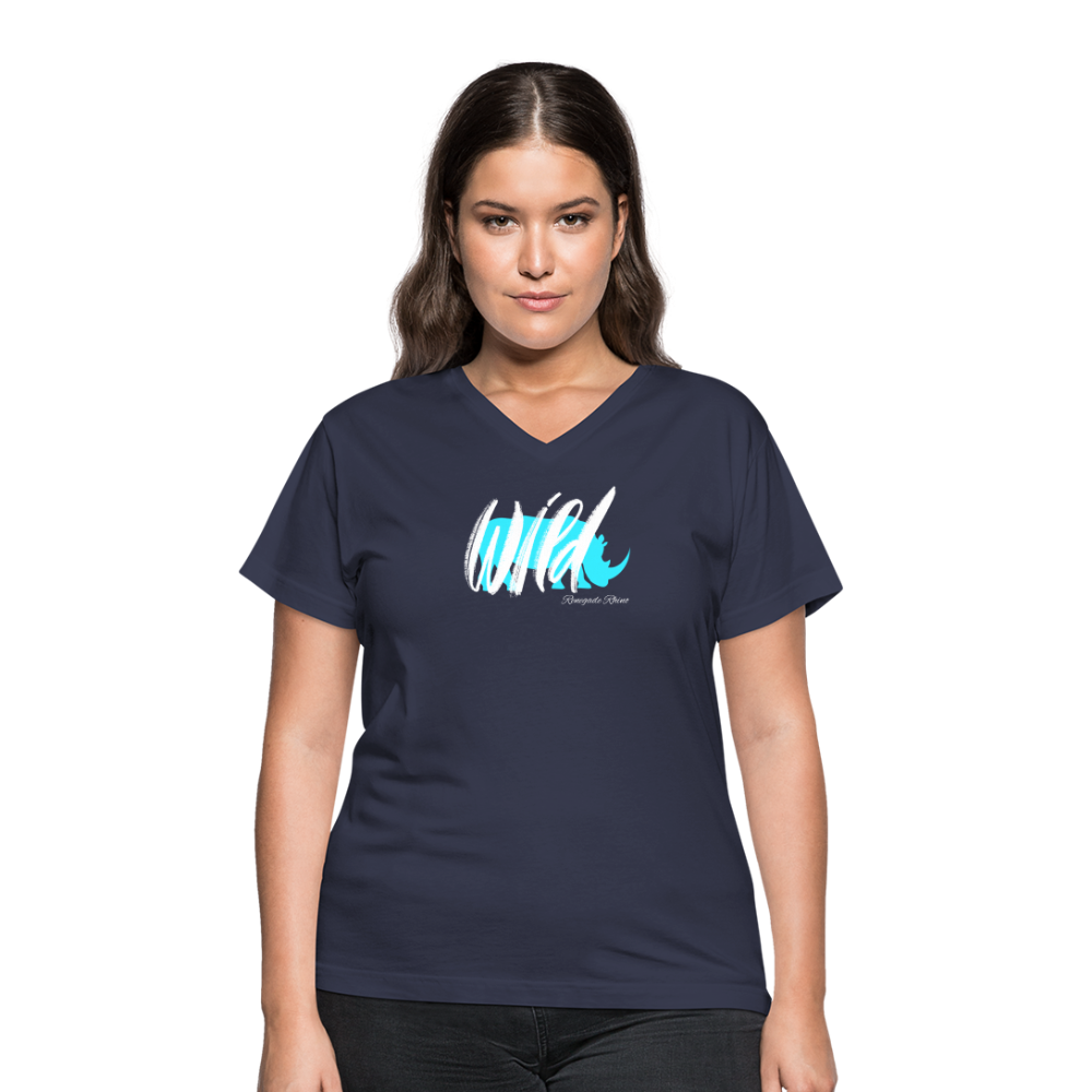 Wild Women's V-Neck Tee - navy