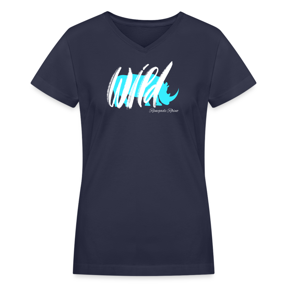 Wild Women's V-Neck Tee - navy